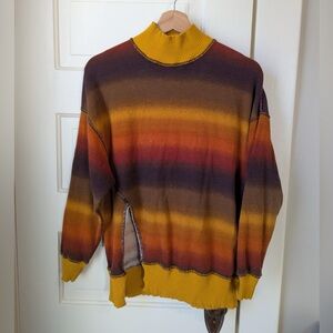 Orange, Yellow, and Red Ombré Mock Neck Sweater
